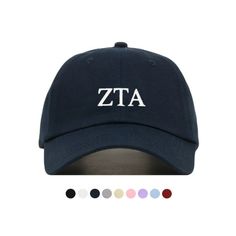 Zeta Tau Alpha Letters Baseball Hat - Embroidered Baseball Cap // Sorority Greek Big Little Sister G Zeta Tau Alpha Letters, Little Sister Gifts, Zeta Tau Alpha, Base Ball, Embroidered Baseball, Dad Cap, Embroidered Baseball Caps, Quality Hats, Dad Caps