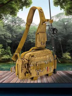 Riding Bag, Work Gear, Shoulder Backpack, Yellow Pattern, Green Pattern, Sport Bag, Chest Bag, Tactical Gear, Square Bag