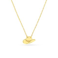 Buck up with this western-themed mini-hat necklace. 14K gold The embossed hat has a jaunty brim and trim 16.0- to 18.0-inch adjustable rope chain; spring-ring clasp Mini Cowboy Hat, Mini Cowboy, Retro Cowgirl, Bday Wishlist, Mini Hat, Cowgirl Aesthetic, Pipe Dream, Cowboy Hat, Dream Jewelry