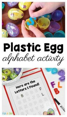 an easter egg alphabet activity for kids to practice letters and numbers with the letter e