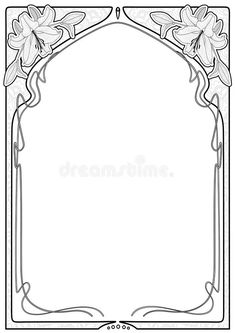 a black and white frame with flowers on it royalty illustration stock image - freehand