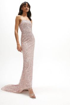 All Over Sequin Maxi Dress - Pink - Live out your princess dreams in this statement sequinned dress. It features slim crossover straps and a dramatic floor-sweeping hem. Sequin Bridesmaid Dress, Sequinned Dress, Formal Ideas, Pink Live, Beaded Maxi Dress, Sequin Bridesmaid, Sequin Bridesmaid Dresses, Sequin Maxi Dress, Sequin Maxi