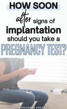 A woman taking a home pregnancy test. Text overlay - How soon after signs of implantation should you take a pregnancy test? Signs Of Implantation, Ttc Trying To Conceive, Test Pregnancy