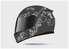 a motorcycle helmet with floral designs on it