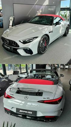 two different views of the mercedes sports car