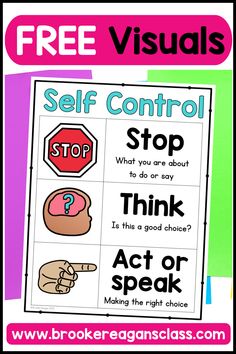 a poster with the words self control and an image of a hand holding a stop sign