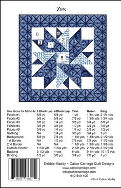 an image of a blue quilt pattern with numbers on the front and bottom half of it