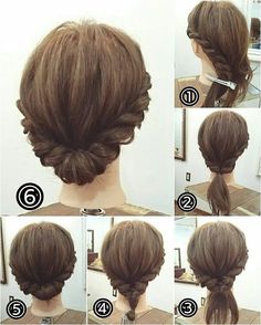 Hair -  Haare Updo Hairstyle, Hair Arrange, Medium Long Hair, Pinterest Hair, Work Hairstyles, Penteado Cabelo Curto, Braided Updo, Hair Dos