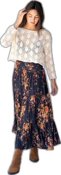 Hanna Convertible Maxi Skirt - Navy Red Bouquets-view 1 Red Bouquets, Red Bouquet, Pretty Skirts, Red Poppy, Feel Pretty, Bohemian Clothes, Life Design, Mixing Prints, Red Poppies