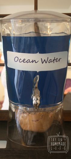 an ocean water dispenser on display in a store