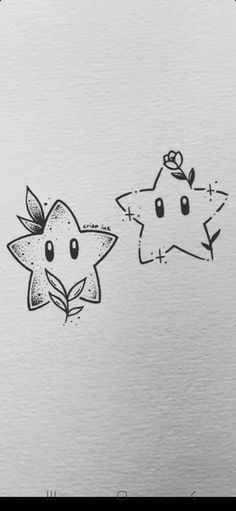 two little stars with faces drawn on them