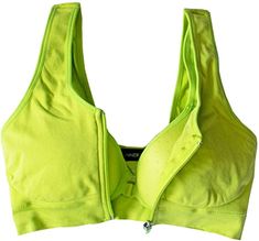 RUNNER ISLAND Give Me A Boost Sports Bra with Padding Sewn in, Zipper in Front & Compression for Post Surgery Fitness Neon Lime at Amazon Women’s Clothing store Zipper Sports Bra, Women Aesthetic, Post Surgery, Fitness Challenge, Marathon Running, Track And Field