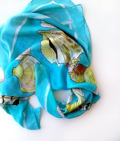 Square silk scarf paint by hand. Silk scarf painted. Blue scarf handpainted. Seashells scarf square. Mothers Day gift idea, Gift Mum, gift for granny Aqua ocean colored scarf with seashells. Summer silk scarf. Handpainted scarves. Woman fashion scarf. Mother's Day gifts ♥measurements of the scarf is 35 by 35 inches =90 by 90 cm ♥ Restocked crepe de chine scarf. Please, note that photos 1-6 are on the restocked scarf! ♥MADE TO ORDER LISTING ♣I never use stencils or guides.All my scarves are one o Elegant Blue Silk Scarf For Beach, Hand Painted Blue Silk Scarf For Summer, Hand Painted Blue Silk Scarf For Gift, Artistic Beach Scarves For Summer, Artistic Summer Beach Scarves, Blue Silk Scarf As Summer Gift, Blue Silk Scarf For Summer Gift, Blue Silk Scarf For Summer, Artsy Blue Silk Scarf As Gift