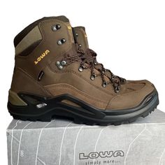 Brand New With Box Gore-tex Hiking Boots For Outdoor, Brown Gore-tex Hiking Boots, Brown Waterproof Hiking Boots With Branded Insole, Iverson Shoes, Lowa Boots, Red And Black Shoes, Gore Tex Boots, Sepia Color, Leather Hiking Boots