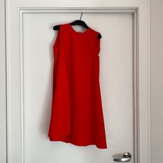 Worn Once. No Signs Of Wear. Comes With Original Hanger And Garment Bag. Chic Red A-line Mini Dress, Chic Red Workwear Dress, Chic Red A-line Dress, Chic Red Dress For Work, Chic Red Dresses For Work, Chic Red Midi Dress For Work, Chic Red Midi Dress, Red Cape Dress, Red Cape