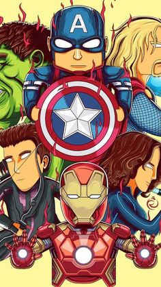 the avengerss are all together in this cartoon