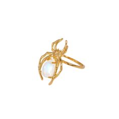 This beautiful Spider ring is made of Sterling Silver and coated with a thick layer of 24K Yellow Gold and features a natural pear-shaped Moonstone cabochon. 24K Gold Plated jewelry pieces are hypoallergenic and they also do not tarnish.   Our rings are meticulously handcrafted and hand-polished to perfection. They are made to last a lifetime with proper care. These are unique pieces of minimalist jewelry for everyday wear.  Please note: Due to the one-of-a-kind nature of the gemstones, exact colors and patterns may vary slightly from the image shown. Please review these instructions to learn about how to properly care for your jewelry.  To properly store your jewelry, store your jewelry in the jewelry bag, and place the jewelry bag in your jewelry box. Doing so will protect and improve th Jewellery Wishlist, Spider Ring, Moonstone Cabochon, Jewelry Bag, Polish Silver, Jewelry Case, Polish Jewelry, Stacking Ring, Cleaning Jewelry