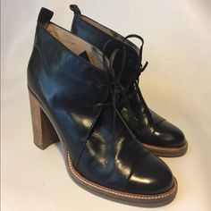 Gorgeous Reed Krakoff Designer Lace Ups Ankle Boots. Very Comfortable. Pre Owned But Still In Great Shape. 100% Leather Uppers, Inner Lining, Insoles And Soles, Leather Stacked Block Heels As Well. Made To Last Long Time. Always Treated With Love And Kept Free Of Smoke And Pets Environment. Heel Height 4'' Leather Soles Come With Partial Rubber Grips To Add A Perfect Traction And Avoid Sliding. Made In Italy No Scratches Or Visible Scuffs On Leather Approximate Retail Price $500 Spring Workwear High Heel Lace-up Boots, High Heel Lace-up Boots For Spring Workwear, Spring High Heel Lace-up Work Boots, Durable Lace-up Boots For Spring Workwear, Spring Workwear Lace-up Boots With Reinforced Heel, Office Booties With Reinforced Heel And Round Toe, Formal Closed Toe Lace-up Boots For Fall, Black Ankle-high Heeled Boots With Rubber Sole, Ankle-high Booties With Leather Sole For Work