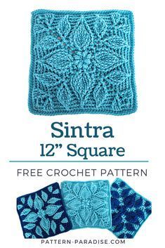 two square crochet patterns with text that reads, santa 12 square free crochet pattern