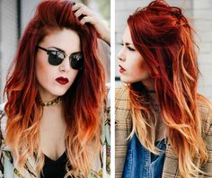 Perfect Fire Ombre Hair Fire Ombre Hair, Burnt Orange Hair, Orange Hair Dye, Red Balayage Hair, Red Balayage, Fire Hair, Haircut Pictures, Ombre Hair Color, Red Hair Color