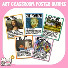 the art classroom poster bundle includes four different pictures