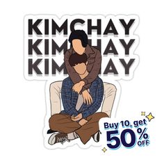 a sticker with the words kimchay kimay and an image of two people hugging