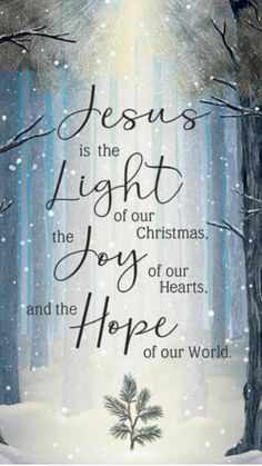 jesus is the light of christmas and the joy of hearts, and the hope of our world