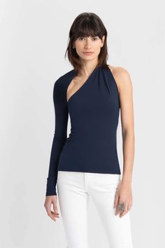 Black Backless Top - Manhattan One Shoulder Top | Marcella Black Top Design, Black Backless Top, Stylish Lady, White Cocktail, Backless Top, One Shoulder Top, Asymmetrical Tops, One Shoulder Tops, Top Design