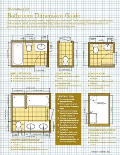 the bathroom design guide is shown in brown and white, with four different areas to choose from