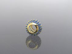 Vintage 18K Solid Yellow Gold Blue Sapphire Ball Slide Pendant...Marked 18K...Total of weights 1.4gramsWith 48 Blue Sapphire's 1.5MM ( .01ct x 48 = .48ct ) Measure of Ball 7.5 x 10MM ...It's in very good condition. #462392 Blue Round Jewelry With Pave Setting, Gold Sapphire Jewelry With Pave Setting, Blue Cubic Zirconia Jewelry With Pave Setting, Luxury Blue Rondelle Jewelry, Blue Round Beads Jewelry For Anniversary, Solid Yellow, Pendant Necklaces, Blue Sapphire, Sapphire Ring