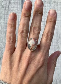 Stunning Oval Crazy Lace Agate Sterling Silver Statement Ring | Agate Ring | Choose Your Stone Ring Boho Rocker, Natural Patterns, Statement Ring Silver, Agate Ring, Crazy Lace Agate, Half Dome, Jewelry Companies, Lace Agate, Ring Band