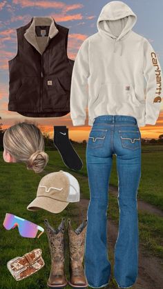 Manifesting this fit!🤍 #outfit #outfitinspo #countrylook #loveitttt ￼ Outfit And Hair Ideas, Casual Country Outfit, Winter Cowgirl Outfit, Ranch Outfits, Country Western Outfits, Cute Western Outfits