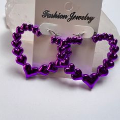 Fashion Jewelry Purple Heart Earrings Light Mix & Max Multiple Earrings To Save On Shipping. Heart Earrings For Mother's Day Party, Valentine's Day Heart Shaped Hoop Earrings For Party, Valentine's Day Heart Hoop Earrings For Party, Valentine's Day Party Hoop Earrings With Heart Charm, Purple Heart-shaped Earrings For Pierced Ears, Purple Heart-shaped Jewelry For Party, Purple Earrings For Valentine's Day, Heart-shaped Purple Jewelry For Party, Heart Shaped Purple Jewelry For Party