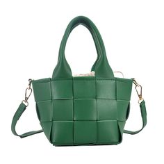 Features: This Viola Luxury Designer Handbag is sure to make a statement. Crafted with sleek genuine leather and detailed with a stunningly woven design, it's the perfect accessory for any fashionable occasion. The drawstring bucket style is the ideal combination of luxury and convenience. Chic Bucket Bags With Intrecciato Weave, Modern Bucket Satchel With Braided Handles, Chic Green Shoulder Bag With Braided Handles, Elegant Bucket Satchel With Braided Handles, Bucket Bag With Intrecciato Weave For Daily Use, Elegant Bucket Bag With Intrecciato Weave For Errands, Luxury Braided Bags For Everyday Use, Chic Crossbody Bucket Bag With Intrecciato Weave, Chic Braided Bucket Shoulder Bag