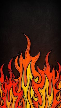 a drawing of flames on a black background