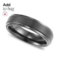 men's wedding band with black ceramic inlay and satin finish, 8mm