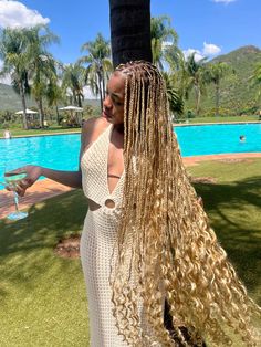 Goddess Braids With Curls, Blonde Goddess Braids, Blonde Goddess, Swimsuit Cover Up Dress, Braids With Curls, Dress Aesthetic, White Swimsuit, Goddess Braids, Cover Up Dress