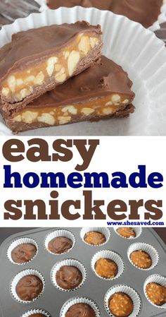 easy homemade snickkers recipe with chocolate and peanut butter