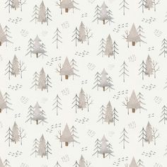 a white wallpaper with trees and snow on the ground in grey, gold and silver