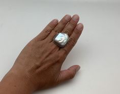 Hi everyone, just wanted to let you know we are open and shipping daily. Freeform Pearl Silver Bead Ring // Freeform Pearl Statement Silver Ring // Beaded Square Silver Ring // Japanese Pearl // 925 Silver Size 7 Height: 23mm Weight: 12 grams Origin: South Sea Pearl Elegant Handmade Round Bead Rings, Silver Beaded Rings For Anniversary, Silver Rings With Silver Beads As A Gift, Silver Rings With Silver Beads For Gifts, Silver Beaded Rings For Gift, Adjustable Silver Beaded Rings As Gift, Beaded Square, Japanese Pearls, Turquoise Ring Silver