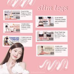 Slim Leg Workout Plan, Wonyoungism Workout Plan, Korean Workouts Kpop, Kpop Diets And Workouts, Slim Leg Aesthetic, Wonyoung Workout, Workout Korean, Wonyoungism Diet, Workout Kpop