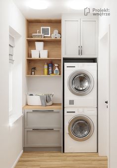 Pralnia pralka z suszarką szarość biel drewno projekt wnętrze Floral Laundry Room, Cool Laundry Room, Closet Laundry Room Organization, Laundry Mudroom, Laundry Room Ideas Small Space, Mudroom Laundry, Laundry Time