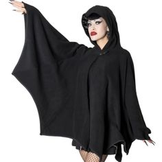 New With Tags. Bat Web Cape Where Old School Meets Ghoul School, Fashioned After Vintage Capes With A Gothic Twist. This Cape Has It All A Bat Wing Shape, Satin Lined Hood With Widows Peak, Finger Loops To Keep Your Wings In Line, And Best Of All An Inside Pocket For Your Phone! Cape Is Made From Polar Fleece With A Front Double Snap Closure, To Creep You Warm And Spooky All Winter Long! Comes In Two Sizes, The Smaller Fits Sizes Small-Medium-Large-Xl, The Larger Size Fits Plus Sizes 2xl-3xl-4xl Bat Poncho Costume, Bat Wing Jacket, Bat Cape Pattern, Bat Jacket, Mabel Costume, Bat Skirt, Bat Outfit, Bat Clothes, Bat Wing Dress