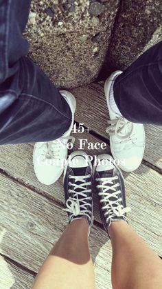 two people standing next to each other on top of a wooden floor with their feet in the air