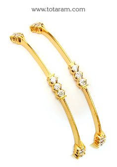 22 Karat Gold Diamond Bangles - Set of 2 (1 Pair) (Close Setting)  - 235-DBL169 - in 37.950 Grams for USD $6878.85.  Made in India by Totaram Jewelers Online this product is in Gold - 22 Karat BIS Hallmark 916 KDM Gold  & is an excellent gift for Adult - Women. Ships fully insured with secured guaranteed delivery for free with your order over $250 from New Jersey USA & comes with 30 days exchange policy. Gold Diamond Bangles, Indian Diamond Jewellery, Diamond Bangles, Modern Gold Jewelry, Bridal Jewellery Design, Expensive Jewelry Luxury, Stone Bangle, Gold Bangles Design, Gold Necklace Set