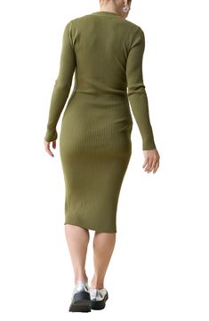 Soft and stretchy yarn means a comfortable fit in this versatile, wrinkle-resistant maternity sweater-dress texturized by slender ribbing. V-neck Long sleeves Unlined 50% rayon, 31% polyester, 19% nylon Machine wash, dry flat Imported Maternity Sweater Dress, Maternity Sweater, Nordstrom Dresses, Maternity Dresses, Button Up, Sweater Dress, Comfort Fit, Nordstrom, V Neck