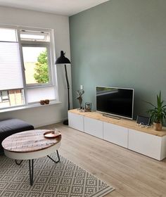 the living room is clean and ready to be used as a home theater or entertainment center