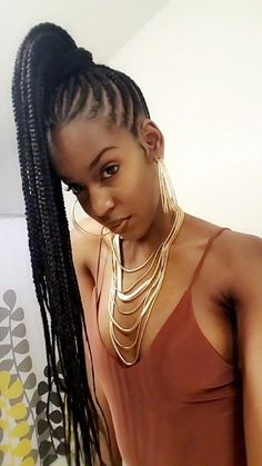 44+ Ponytail Braid Long Gif Long Feed In Braids, Braids With Accessories, Pony Braids, Ponytails For Black Women, Long Gif, Faux Braids, Ponytail Ideas, Ponytail Braid