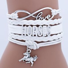 Horse Bracelet, Leather Cord Bracelets, Unique Products Design, Horse Jewelry, Small Bracelets, Infinity Heart, Gifts For Horse Lovers, Bridesmaid Bracelet, Love Charms