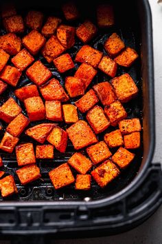 cooked sweet potatoes in an air fryer